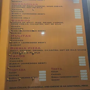 menu