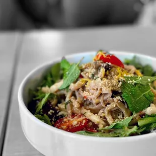 Mushrooms and daisy leaf salad