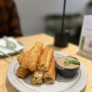 Fried donut with pate