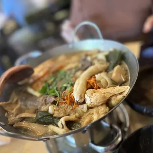 Seafood, Beef, Mushrooms soup