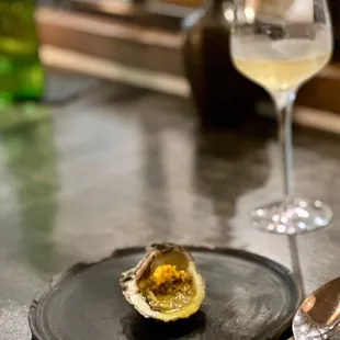 Oyster with a glass of Cava