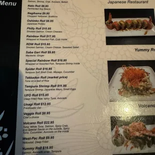 Sushi special menu page 2