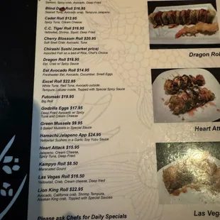 Sushi special menu page 1