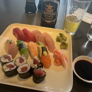 Lunch Sushi Combo B, with a tall Sapporo of course!