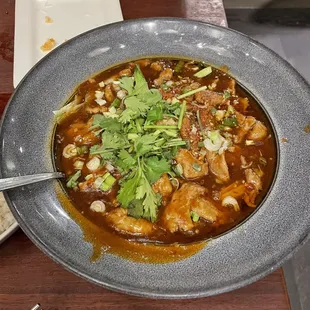 CRAZY BEEF IN SZECHUAN CHILI BROTH- delicious! Thick &quot;broth&quot;