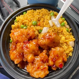 General Tso's lunch! Great flavor, more breading than I'd like but the sauce was spot on