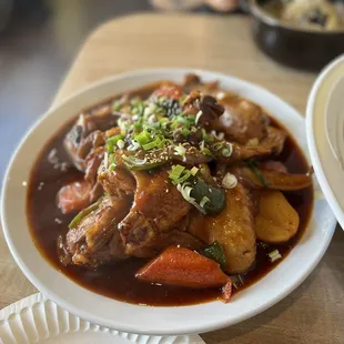 two plates of food on a table