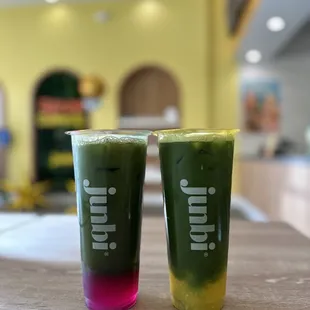 Left: Matcha Yuzu Dragonfruit, Right: Matcha Mango Fresca
