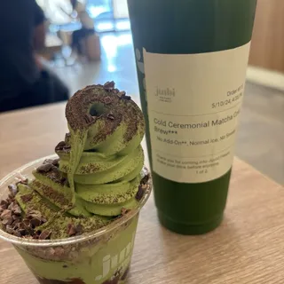 NEW Cacao Cascade (Hojicha Dusting, Boba, Red Bean, Cacao Nibs )