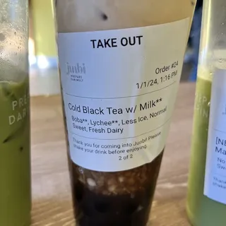 Cold Black Tea w/ Milk**