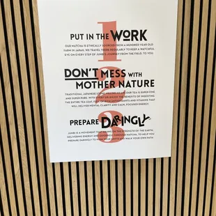Poster about what makes their matcha unique