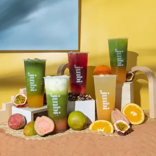 So many options! No high fructose syrups, real fruit purées only, stone ground matcha from Japan, and high quality matcha!