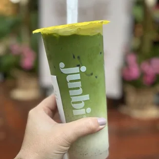 Madagascar vanilla matcha with oat milk