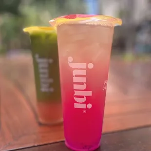 Matcha guava Fresca &amp; Dragonfruit yuzu green tea; Follow me @RimyEats on Instagram