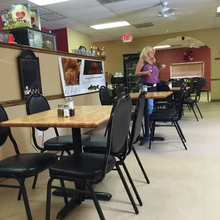 Clean place!!! Our waitress is very helpful &amp; friendly!