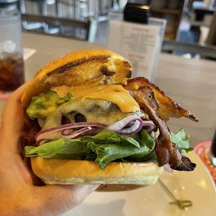 Bacon, chipotle aioli, avocado, cheese, brioche bun....and more bacon!