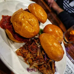 Pulled pork and meatball sliders