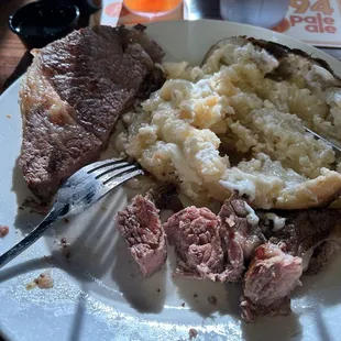 Baked Potato Side and Prime rib. Ate my veggies before the picture. Carrots, zucchini, &amp; squash.