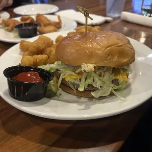 Burger and tots