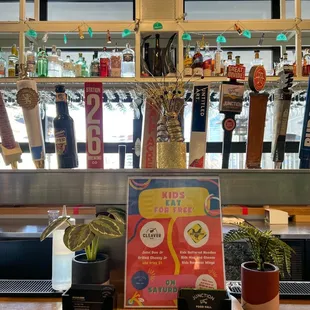 a variety of beer taps