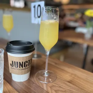 Mimosa and cappuccino