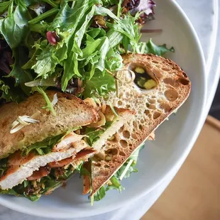 Roasted Chicken Breast Sandwich with Side Salad