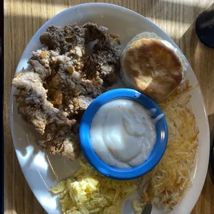 country fried steak  gravy on the side