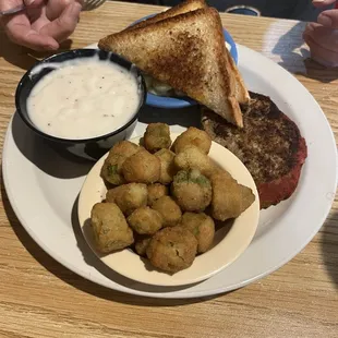 Grilled Meatloaf with fried okra