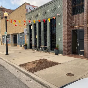 the corner of a city street