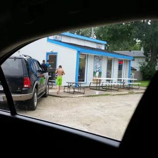a woman in a green dress
