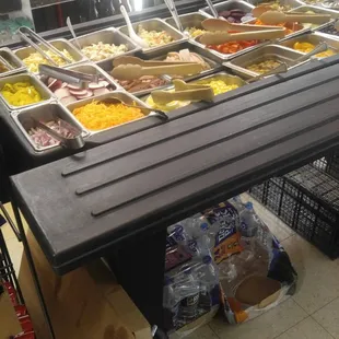 a variety of food on display