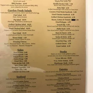 Appetizers, Sandwiches, Entrees and Sides