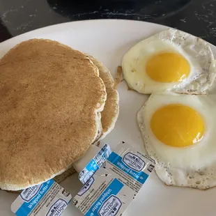 The best pancakes ever.  Seriously, they were exceptionally delicious.  The eggs were made perfect for my liking.