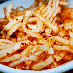 a plate of french fries
