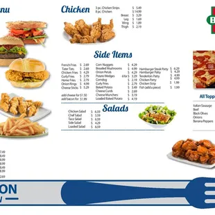 the menu for the restaurant