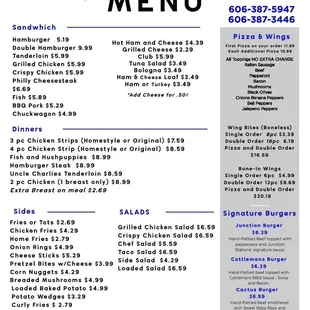 the menu
