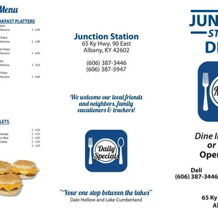 the menu for the restaurant