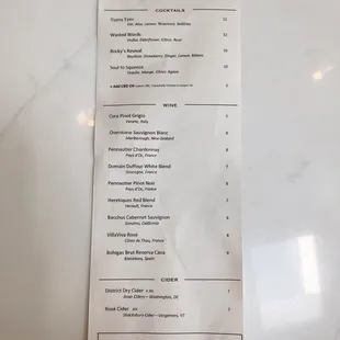 menu