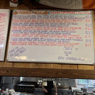 Dinner menu