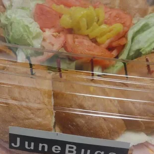 a sandwich in a plastic container