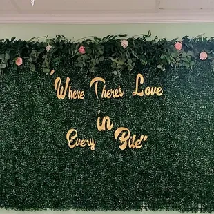 Interior wall with Bakery slogan