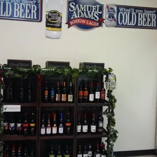 a shelf of beer bottles