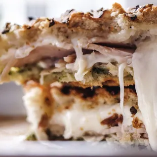 a closeup of a grilled cheese sandwich