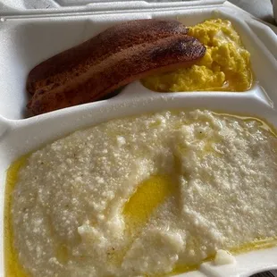 Eggs, grits, and some hot dog thing.  Not what I ordered.