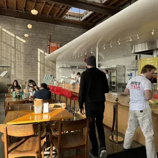 seating and kitchen view