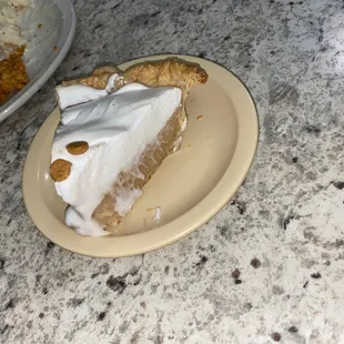 a slice of pie on a plate