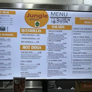 the menu of the restaurant