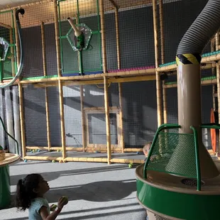 the kids on the bottom can feed balls to the kids up top so they can shoot them back down again. This where my son spent most of his time.