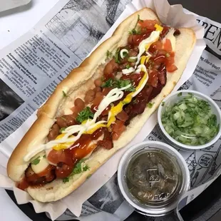 $5 special Foot long Fully Loaded Hot Dog