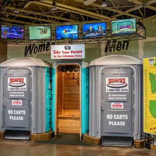 two portable toilets
